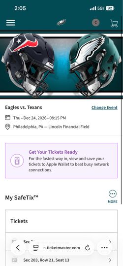 Pair of Tickets to Houston Texans vs. Philadelphia Eagles