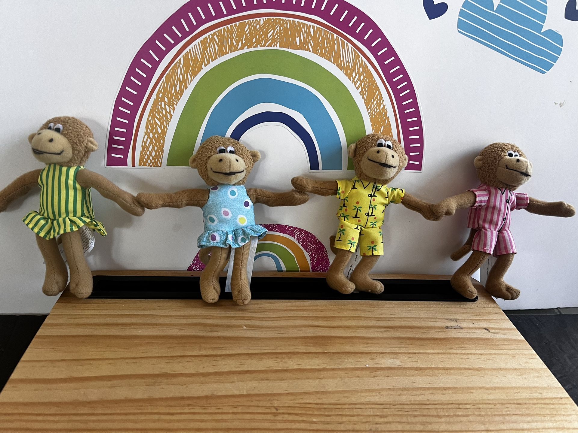 FIVE LITTLE MONKEYS - (ONLY 4) 5 INCH SMALL PLUSH