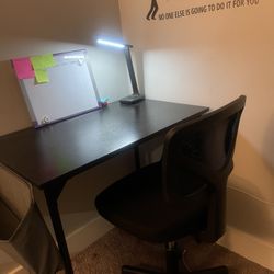 Desk +chair+lamp+small Board