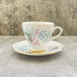 Vtg Royal Imperial Dorchester Bone China England Tea Cup Saucer Set Floral 1950s