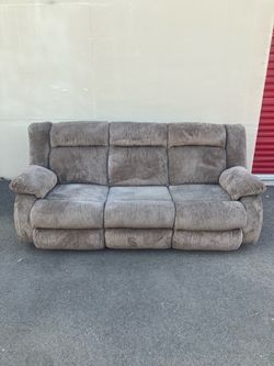 Plush Gray Recliner Sofa Couch