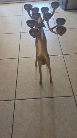 Brass Deer Candelabra Multi-Arm Candleholder