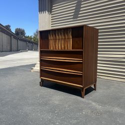Mid Century Modern Refinished Highboy Dresser By Thomasville.