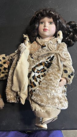Timeless Treasures Katherine Collections 16" Porcelain Doll 2002 “Cheetah COAT”
