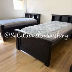 New Black Twin Bed With Mattress