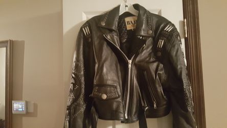 BAJA leather motorcycle jacket lots of Bling