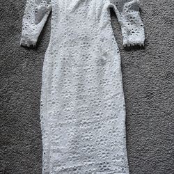 Brand New Long White Polyester Dress - Size S, M