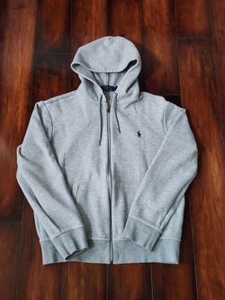 POLO RALPH LAUREN Men’s Light Grey Heather Double Knit Full Zip Hoodie Medium