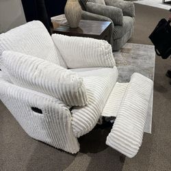 Corduroy Ivory or Fog Swivel Glider Recliner