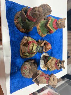 Vintage Cairn Studio “Carols for Critters” Lot of 6 – Signed Tim Wolfe Christmas Choir Figurines