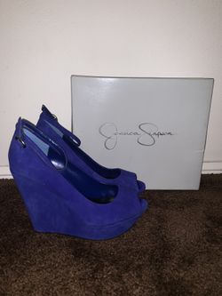 Jessica Simpson royal blue Stacys wedges - Size 7.5M