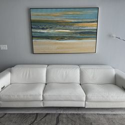 Real White Leather Recliner 3- Pieces Sofa