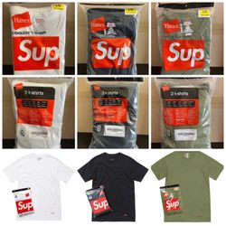 DS Supreme x Hanes Shirts Pack aka Tagless Tee Black SzL (3 Shirts In 1 Pack)