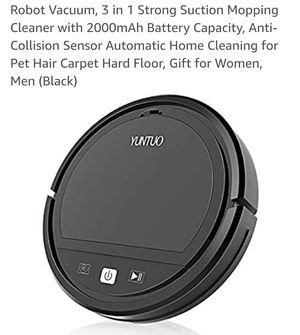 Carpet and Hard Floor for Women Anti-Collision Sensor Automatic Home Cleaning for Pet Hair Black Men YunTuo Robot Vacuum Cleaner Wi-Fi Connected Robtic Vacuum with 2000mAh Battery Capacity