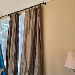 gold Silk Drapes Panels Curtains bronze  Fabric Ethan Allen