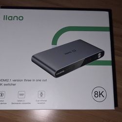 llano 8k HDMI 2.1 Switch, 3 in 1 Out HDMI Switch with IR Remote