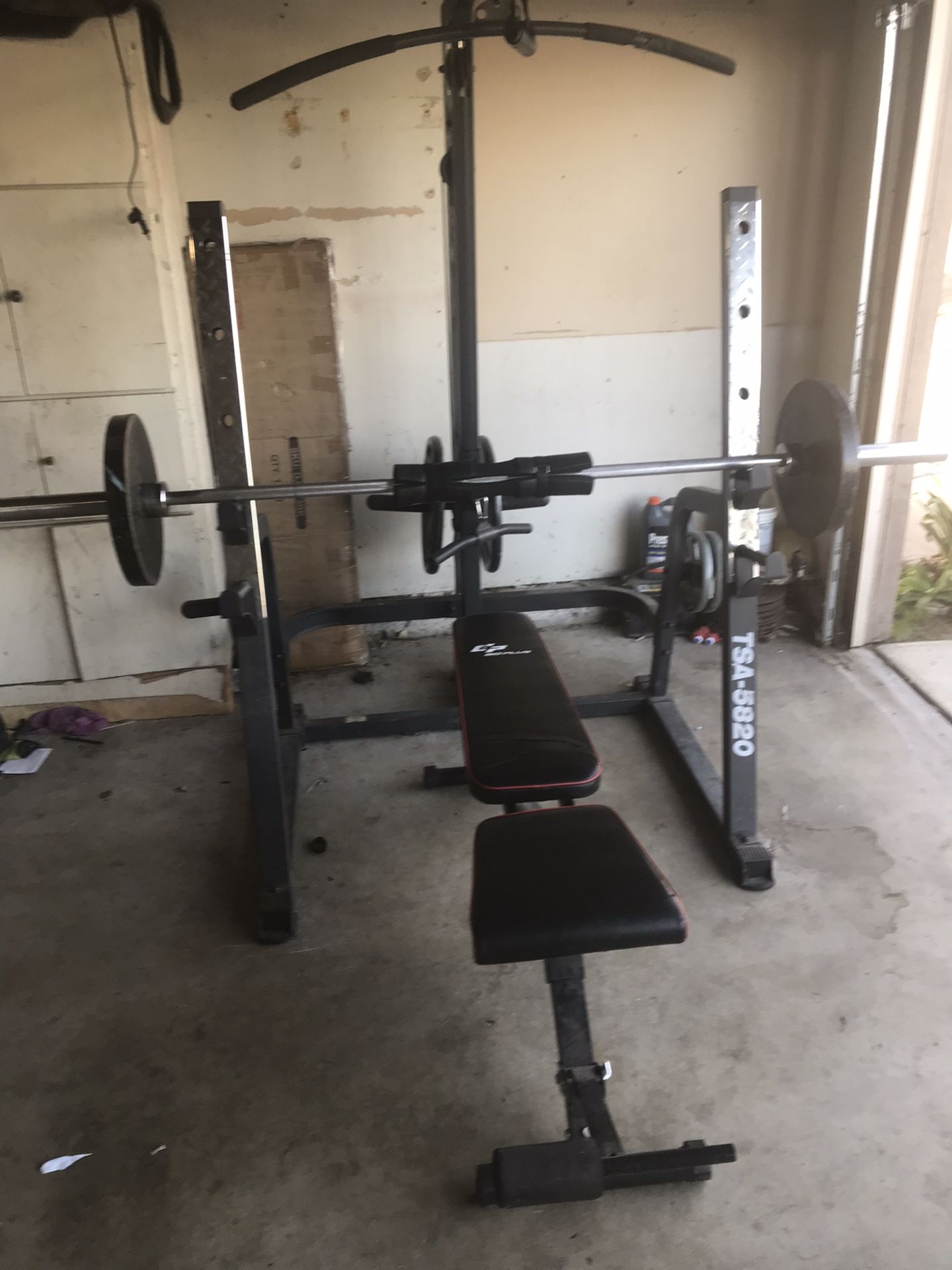 Gym Set + Bench + Bar + Weights