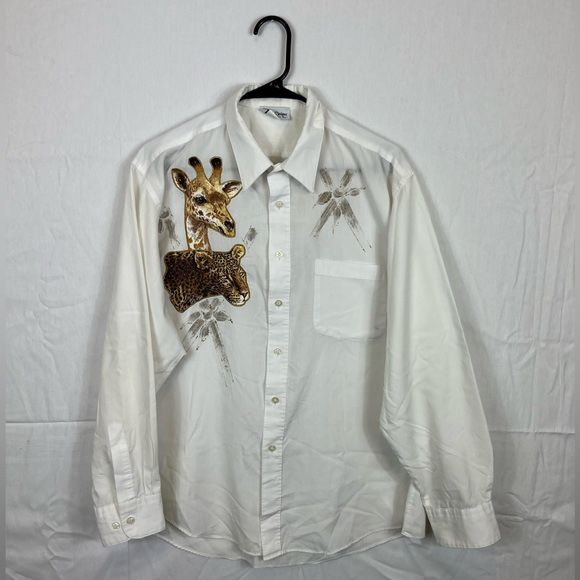 Vintage Safari Sparkle Button Down Shirt Sz L
