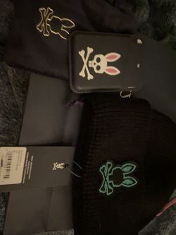 Psycho Bunny Beanie And Stick On Card Holder