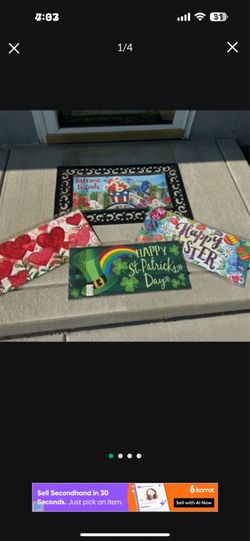 Outdoor Welcome Mats With 4- Seasonal Interchangeable Inserts $10 each or 2 for $15