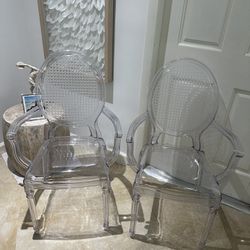 Ghost Cane Back Clear French Style Chairs 