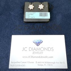 Earrings Star Shape Diamonds Natural Real 1ok Gold 