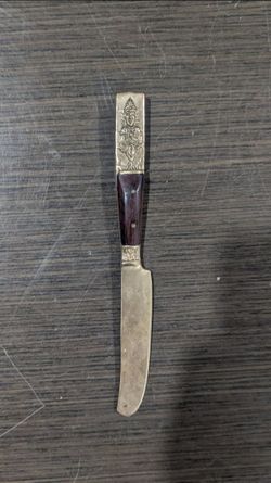 Vintage Miniature Souvenir Thai Butter Knife (Made of Nickel, Bronze, and Wood)