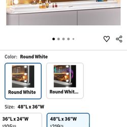 48''X36'' Hollywood Vanity Mirror with Lights, Rounded Rectangle White Frame, 3 Color Lighting Modes & Stepless Dimming, USB & Type-C Charging Port, W