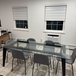 CB2 Harper Dining Table (Glass + Black Base) – Like New – $999 Retail