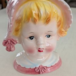Vintage Relpo Girl Head Vase 6744~Japan Mid Century