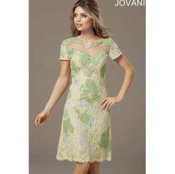 NEW Jovani Green/Yellow Floral Lace Dress
