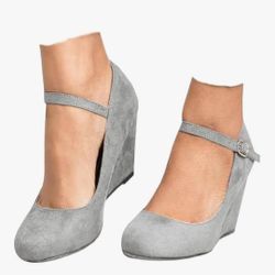 Gray Heel Wedges 