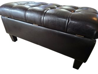 Brown Leather Ottoman w/ Storage