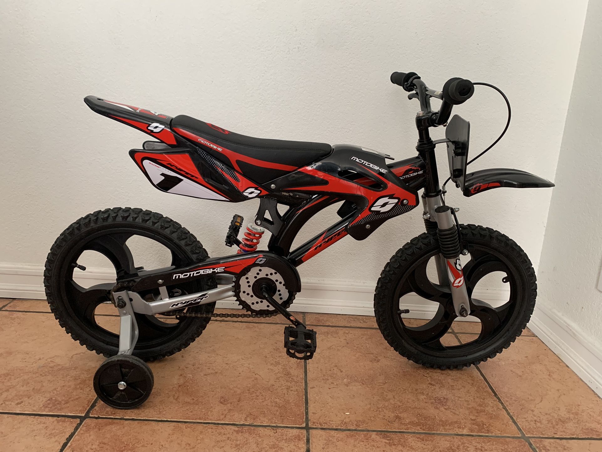 Kids HYPER MOTOBIKE bicycle 16inch Rims Training Wheels Full Suspension Ready To ride Front Hand Brakes