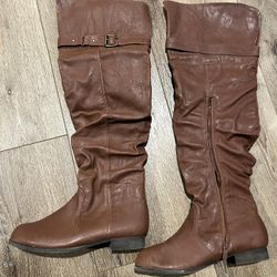 Cathy Jean Knee High Boots Brown New