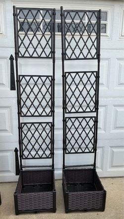 47” tall x 31” long x 15.5” wide Dark Brown Wicker Style Double & Single Raised Vegetable Garden Bed