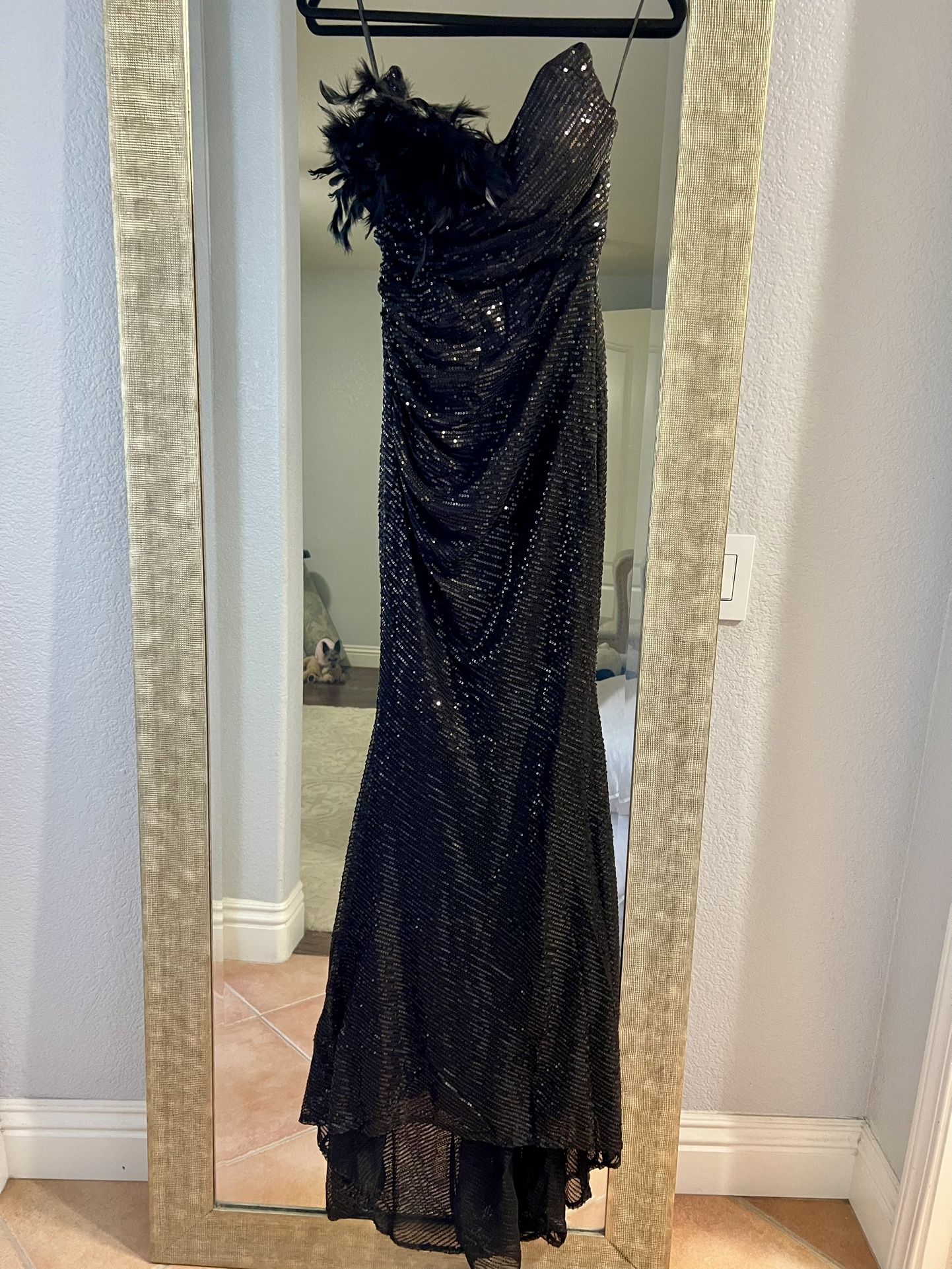 NEW Strapless Black Sequin Evening Dress 