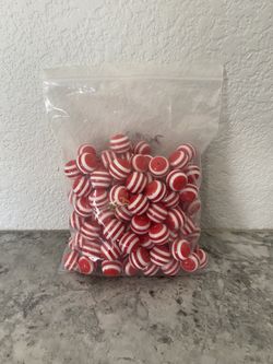Red Stripe Gumball Beads