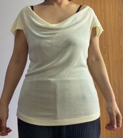 Cream Cowl Neck Short Sleeve Top