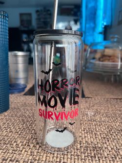 Horror Movie Survivor Glass Can Tumbler