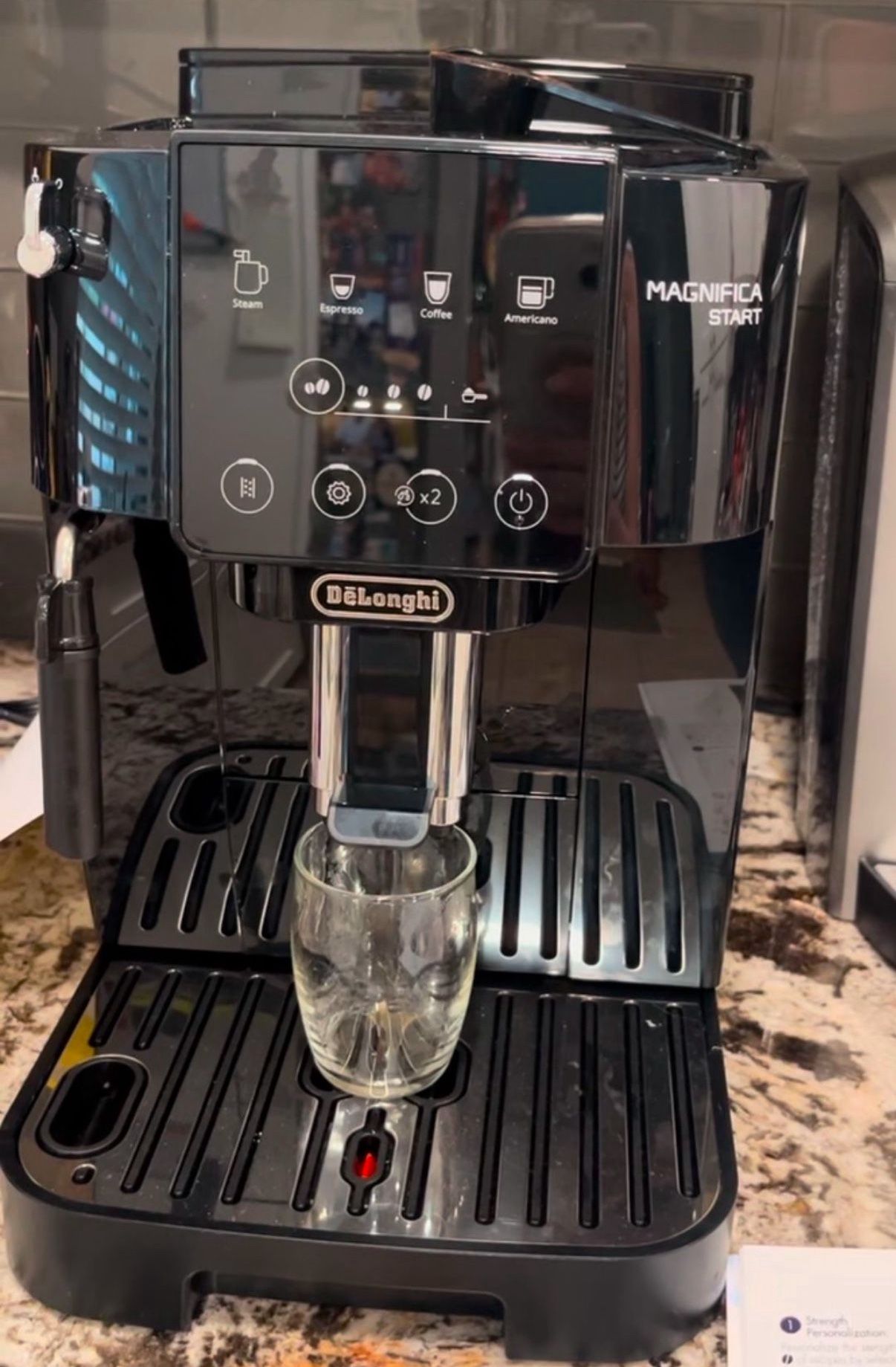 DeLonghi-Magnifica Start Espresso Machine (Black) with Manual Milk Frothing.