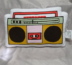 Zadora Cassette Player Toss Pillow Retro Boombox Design Throw Pillow