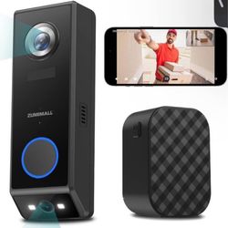 Dual Lens Doorbell Camera with Chime - 2K HD Video Doorbell Wireless, B/Solar Powered, No Mont