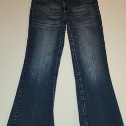 Rue21 Womens Mid Rise Boot Embroidered Jeans Size Short 13/14 