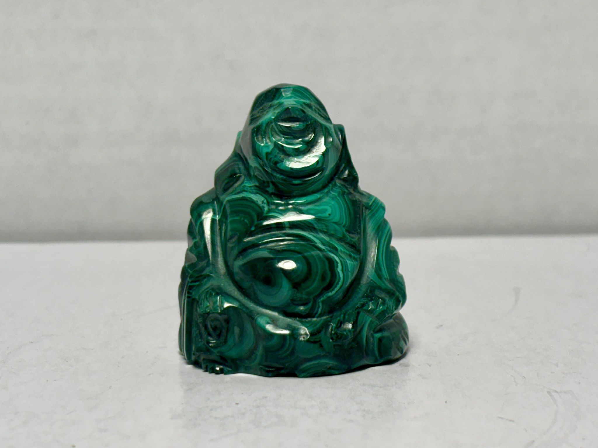Hand-Carved Malachite Buddha Figurine