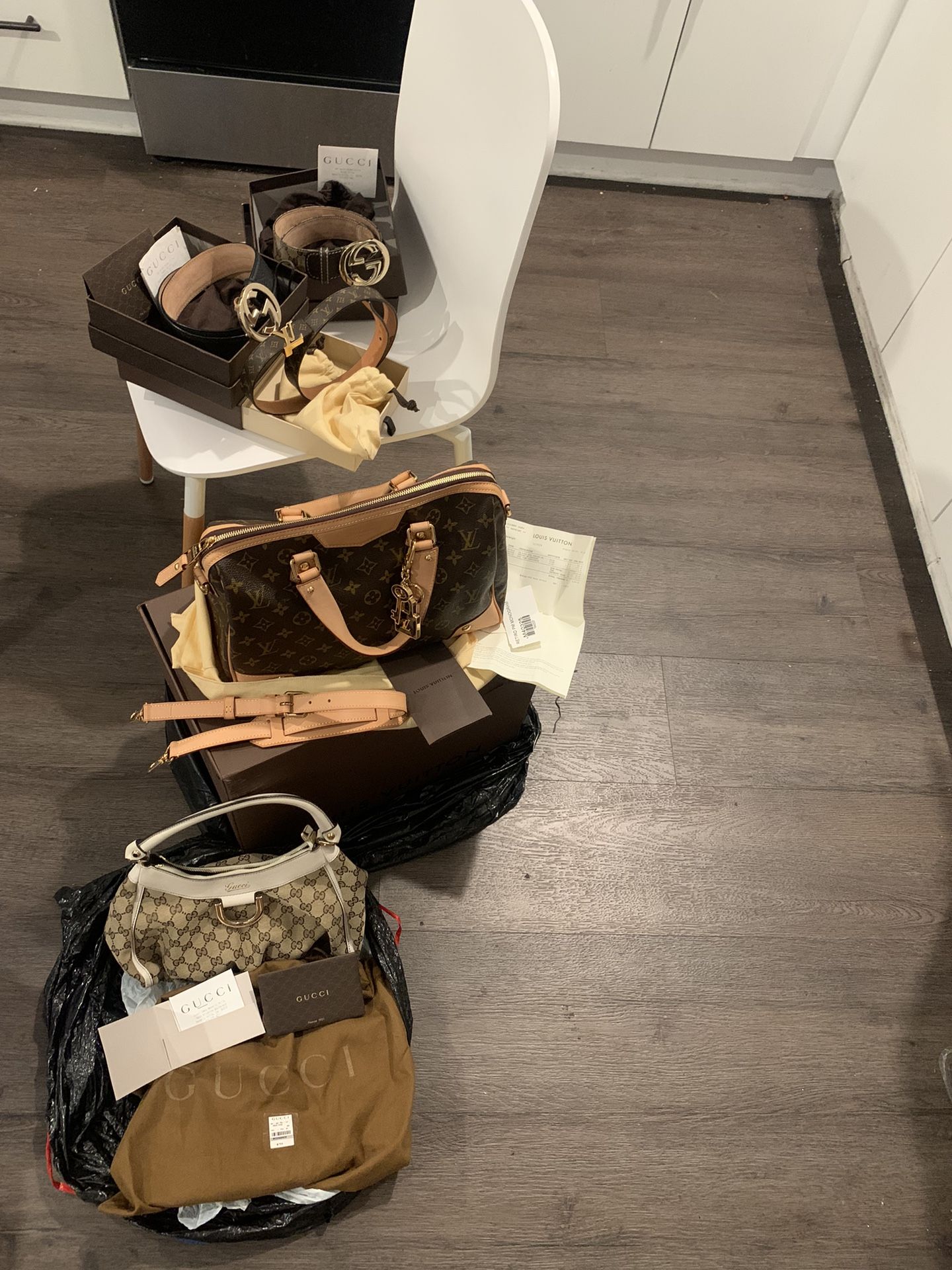 Authentic Gucci And Louis Vuitton Belts with Receipts for Sale in