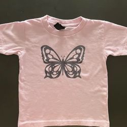 NEW-Pink T-Shirt w/Butterfly 4T