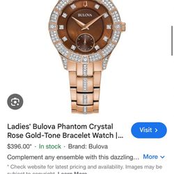 Ladies  Bulova Phantom Crystal Rose Gold -tone Bracelet Watch 