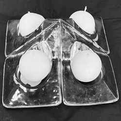 4 Heavy Glass Candle Holder With Candle By Pier Import $12