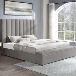 NEW IN BOX Grey Valencia Platform Storage Queen Size Bed Frame